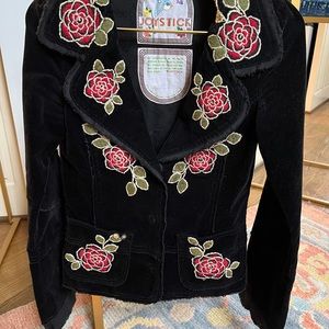 Joystick by Johnny Was black lightweight velvet blazer.